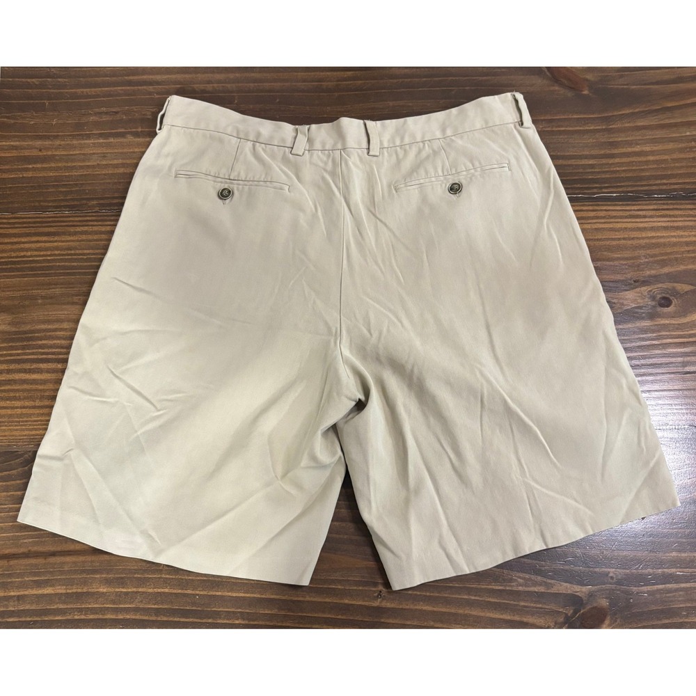 TOMMY BAHAMA Silk Cotton Shorts Mens 36 Khaki Pleated Chino Relaxed - Picture 3 of 8